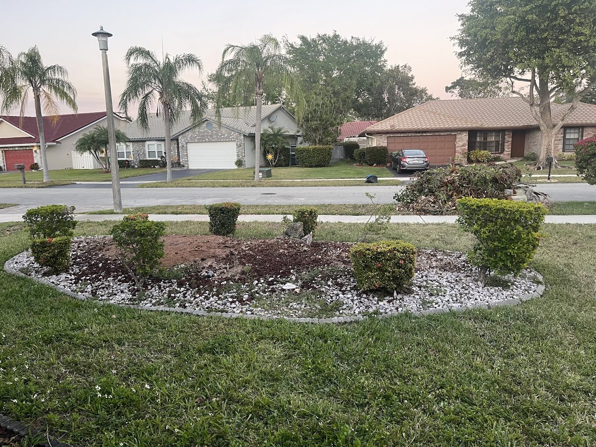 Refreshed landscape bed after cleanup